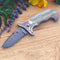 Engraved imperial green jasper folding knife